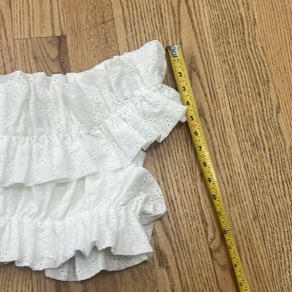 ZARA NWT RUFFLED EYELET CROPPED‎ TOP SIZE M - Picture 7 of 8